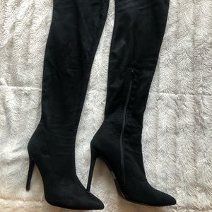 Above the Knee Black Suede Sexy Boots Size 9